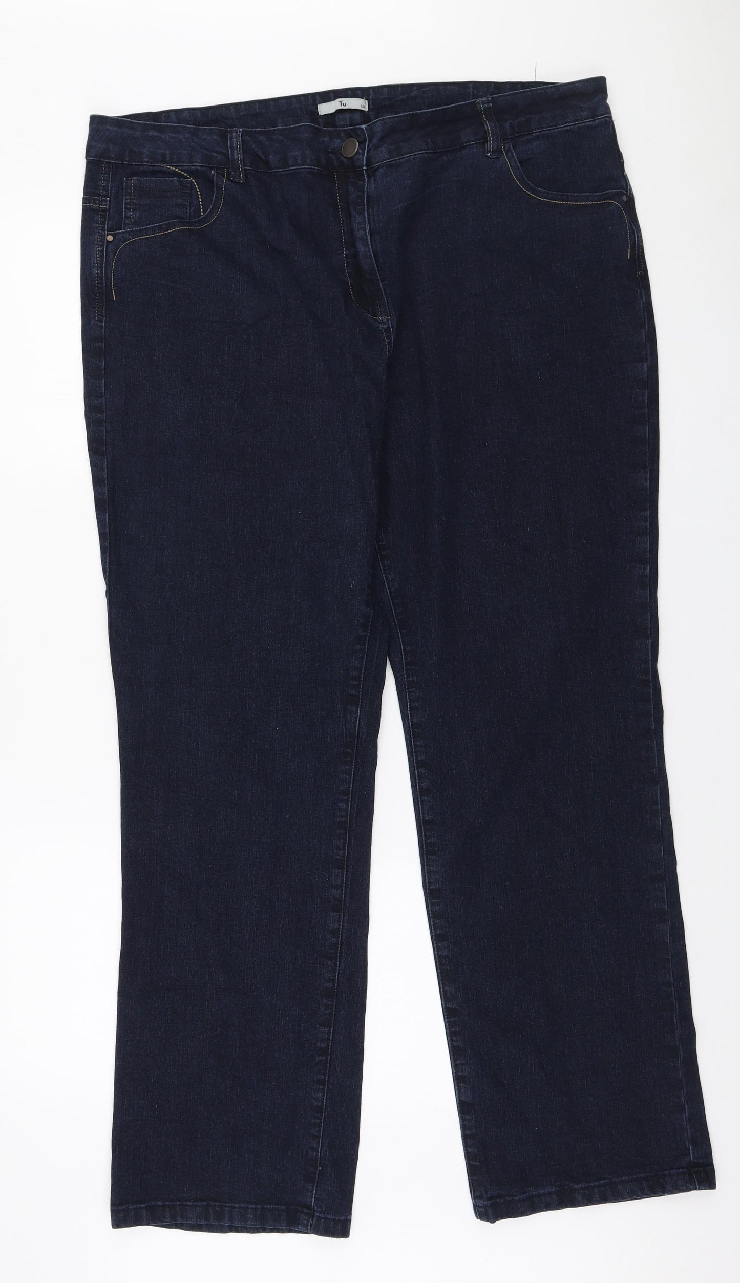 TU Womens Blue Polyester Tapered Jeans Size 20 L29 in Regular Zip