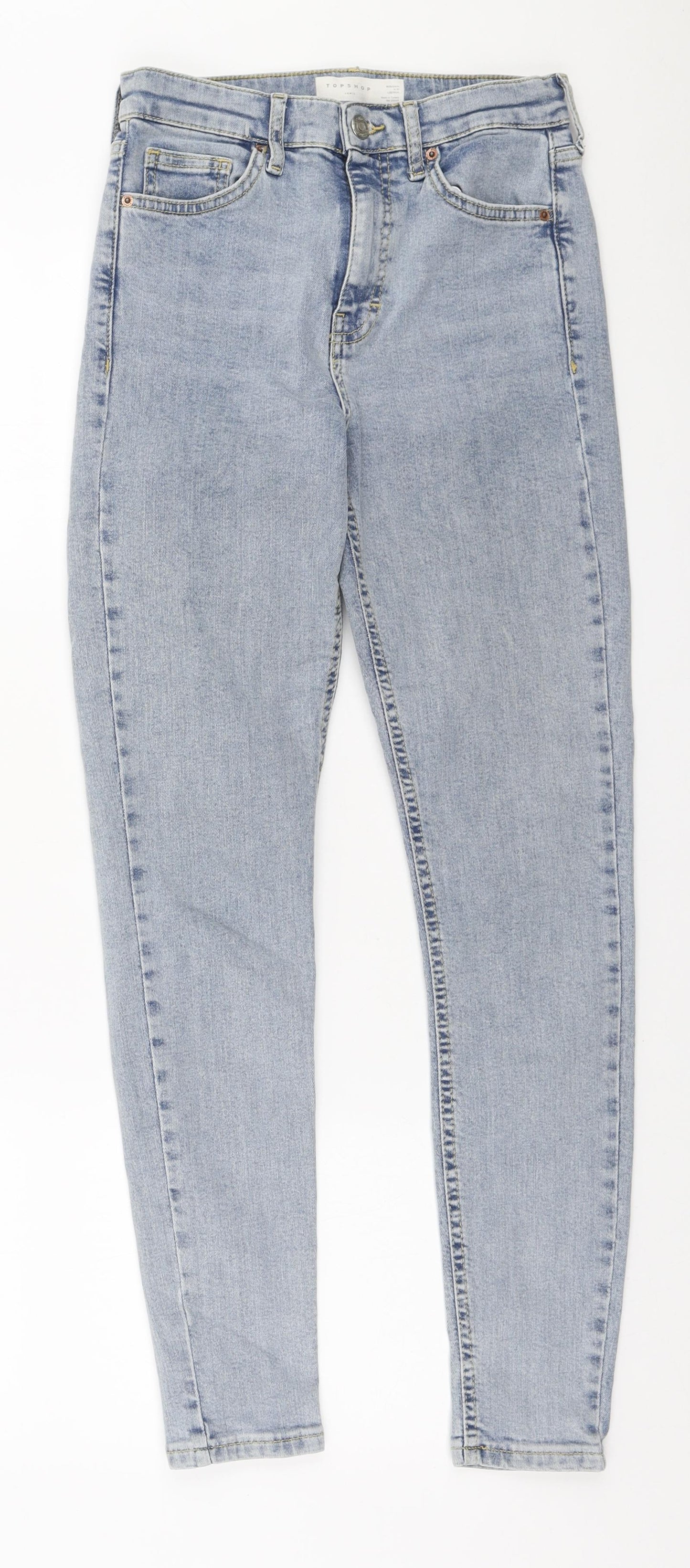 Topshop Womens Blue Cotton Skinny Jeans Size 25 in L32 in Regular Zip