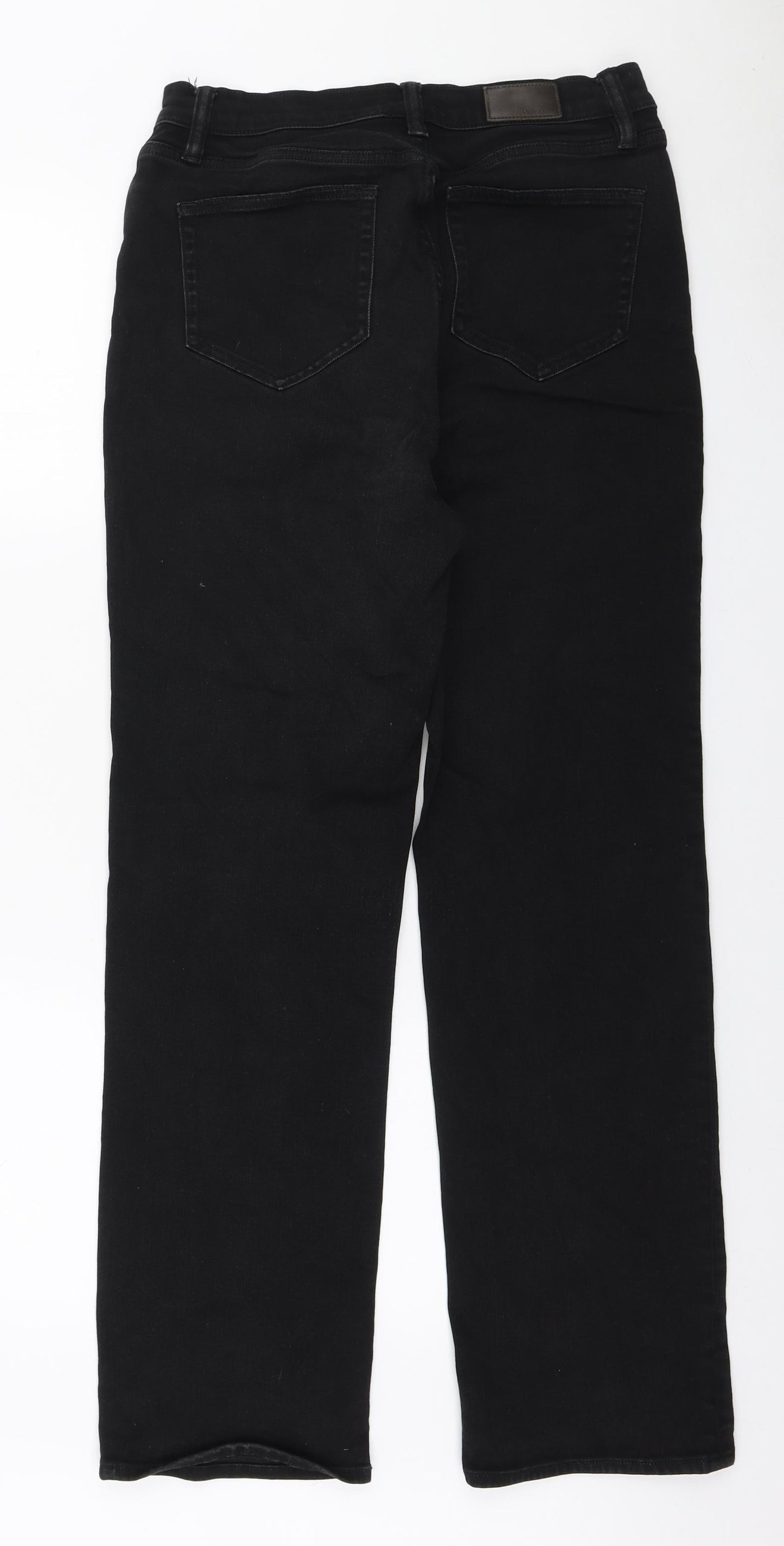 Lands' End Womens Black Polyester Straight Jeans Size 8 L30 in Regular Zip