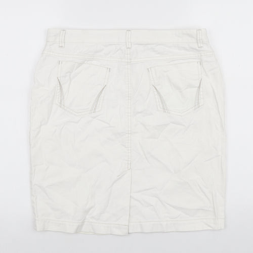 Autograph Womens White Cotton Straight & Pencil Skirt Size 12 Zip
