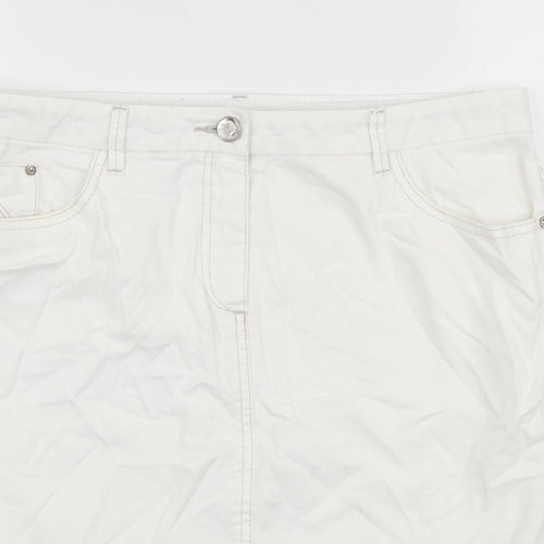 Autograph Womens White Cotton Straight & Pencil Skirt Size 12 Zip