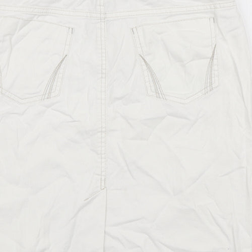 Autograph Womens White Cotton Straight & Pencil Skirt Size 12 Zip