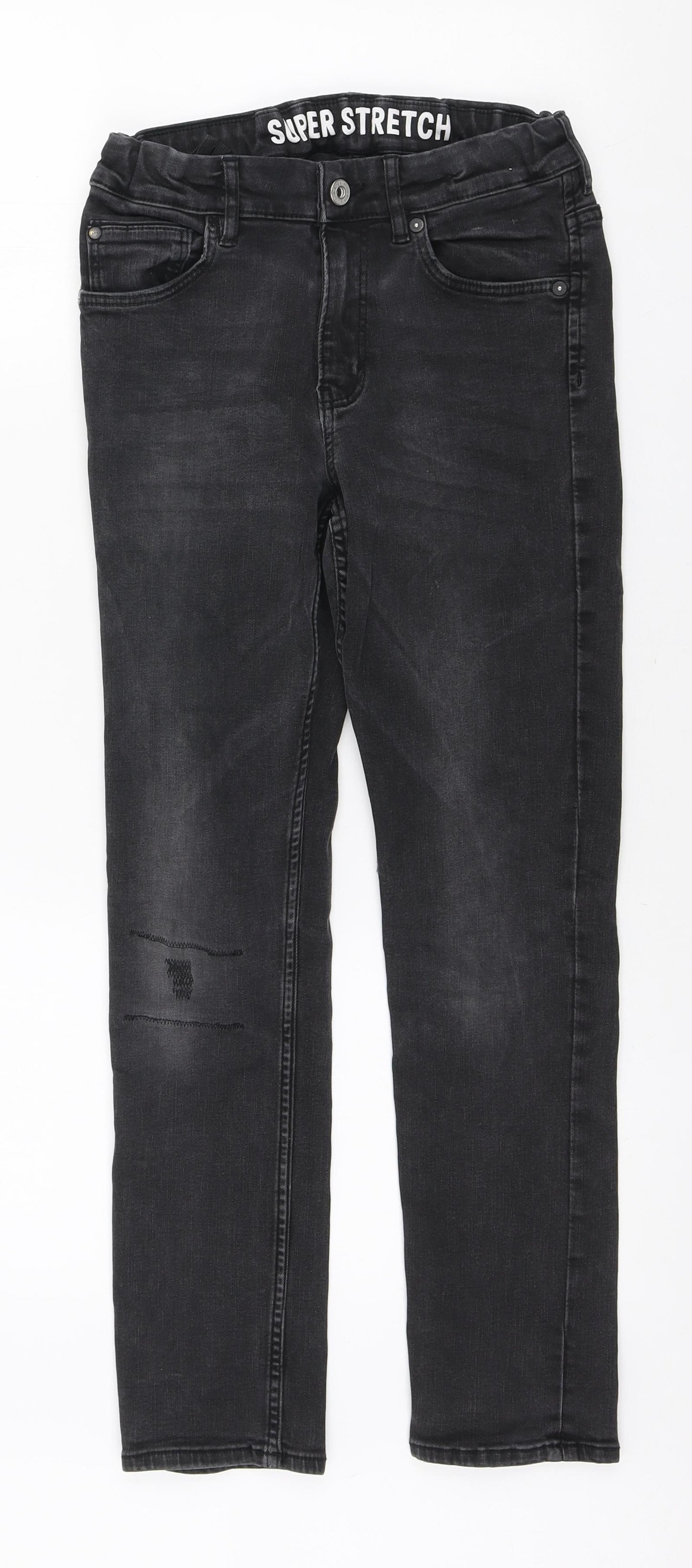H&M Boys Black Polyester Skinny Jeans Size 11-12 Years Regular Zip