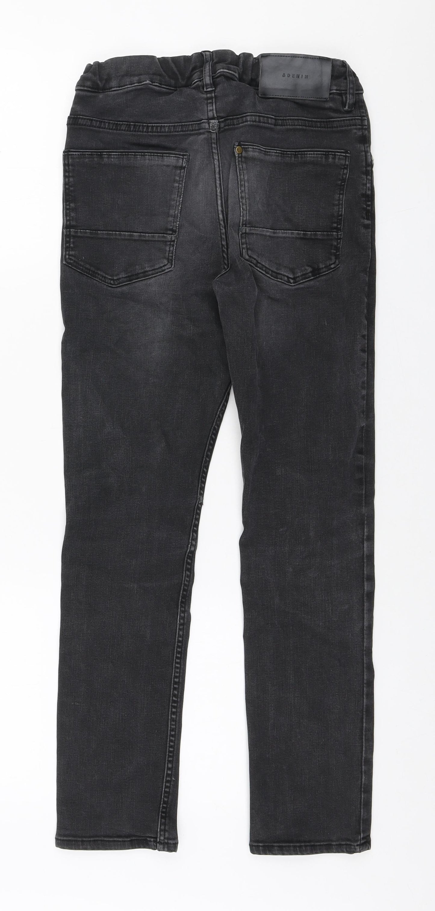 H&M Boys Black Polyester Skinny Jeans Size 11-12 Years Regular Zip