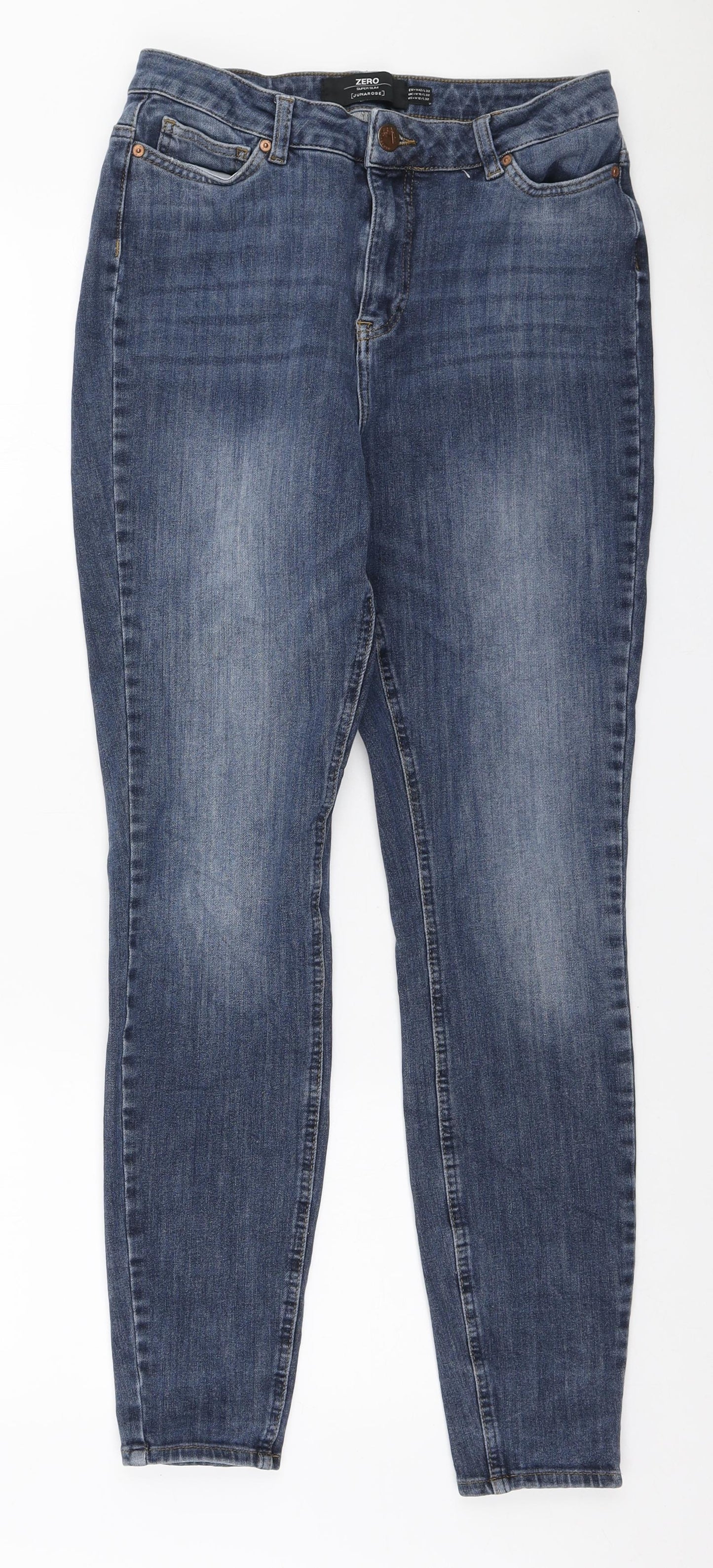 Zero Womens Blue Cotton Skinny Jeans Size 14 L32 in Regular Zip