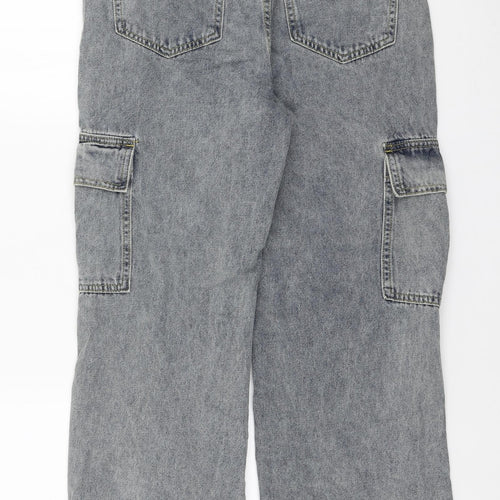 Cider Womens Blue Cotton Wide-Leg Jeans Size S L27 in Regular Zip - Cargo style