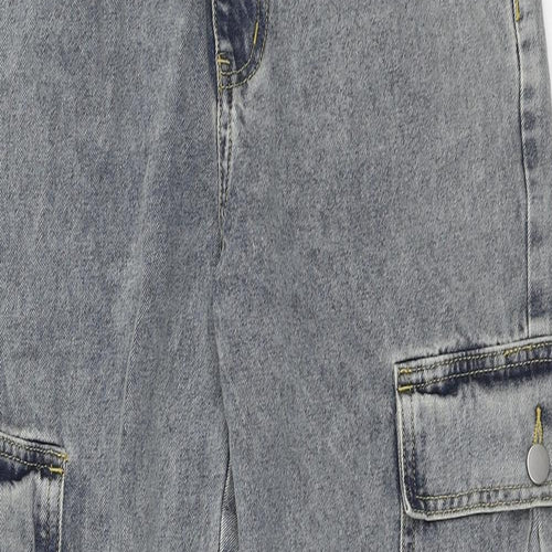 Cider Womens Blue Cotton Wide-Leg Jeans Size S L27 in Regular Zip - Cargo style