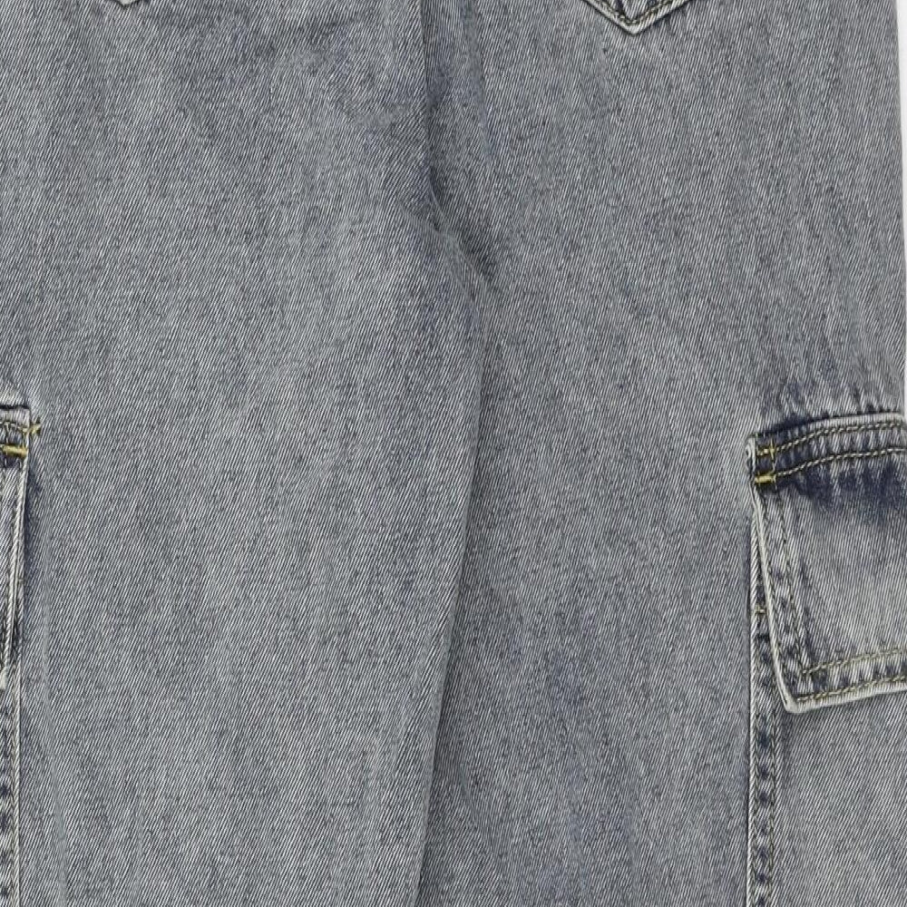 Cider Womens Blue Cotton Wide-Leg Jeans Size S L27 in Regular Zip - Cargo style