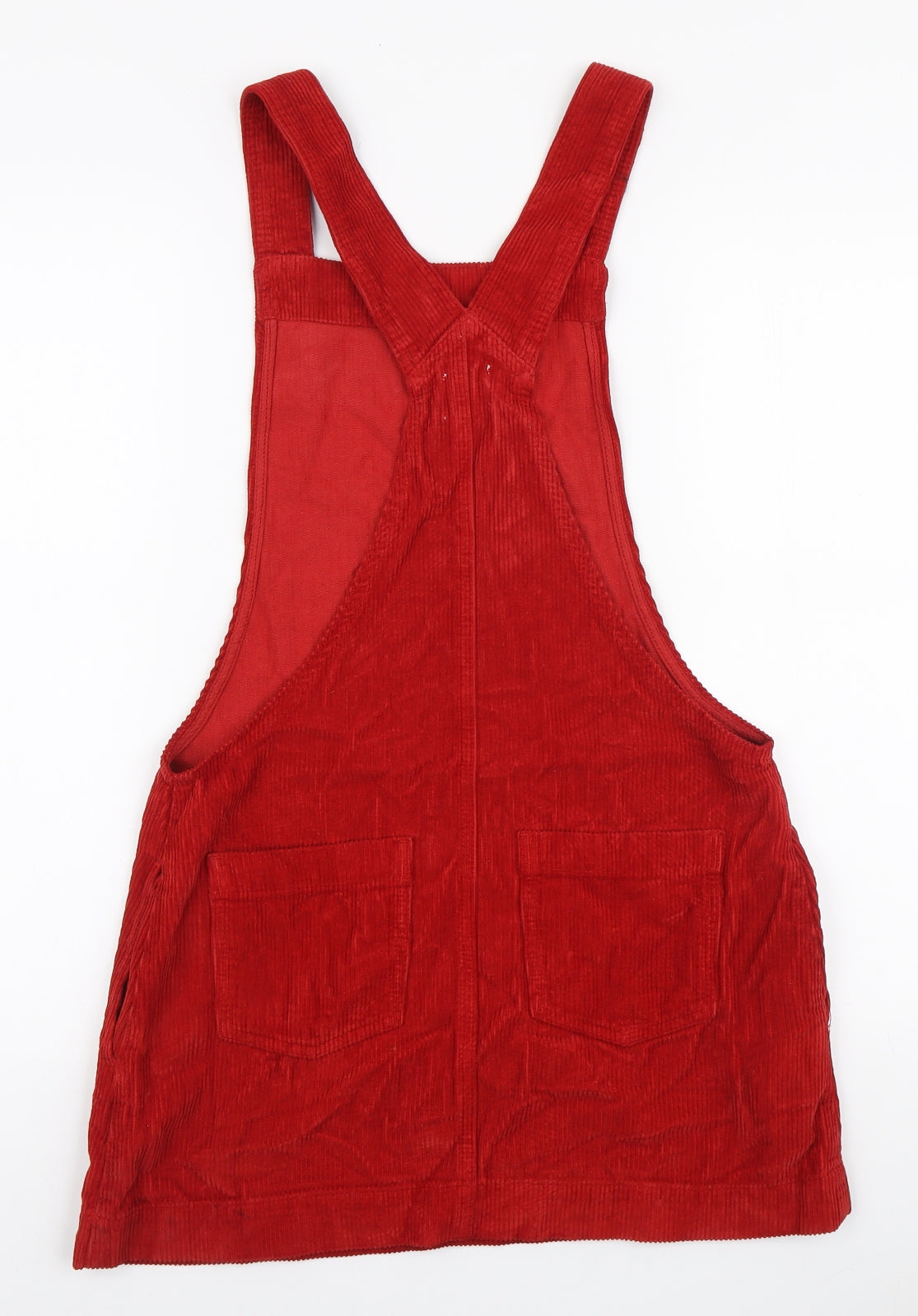 BDG Womens Red Cotton Pinafore/Dungaree Dress Size S Square Neck Pullover