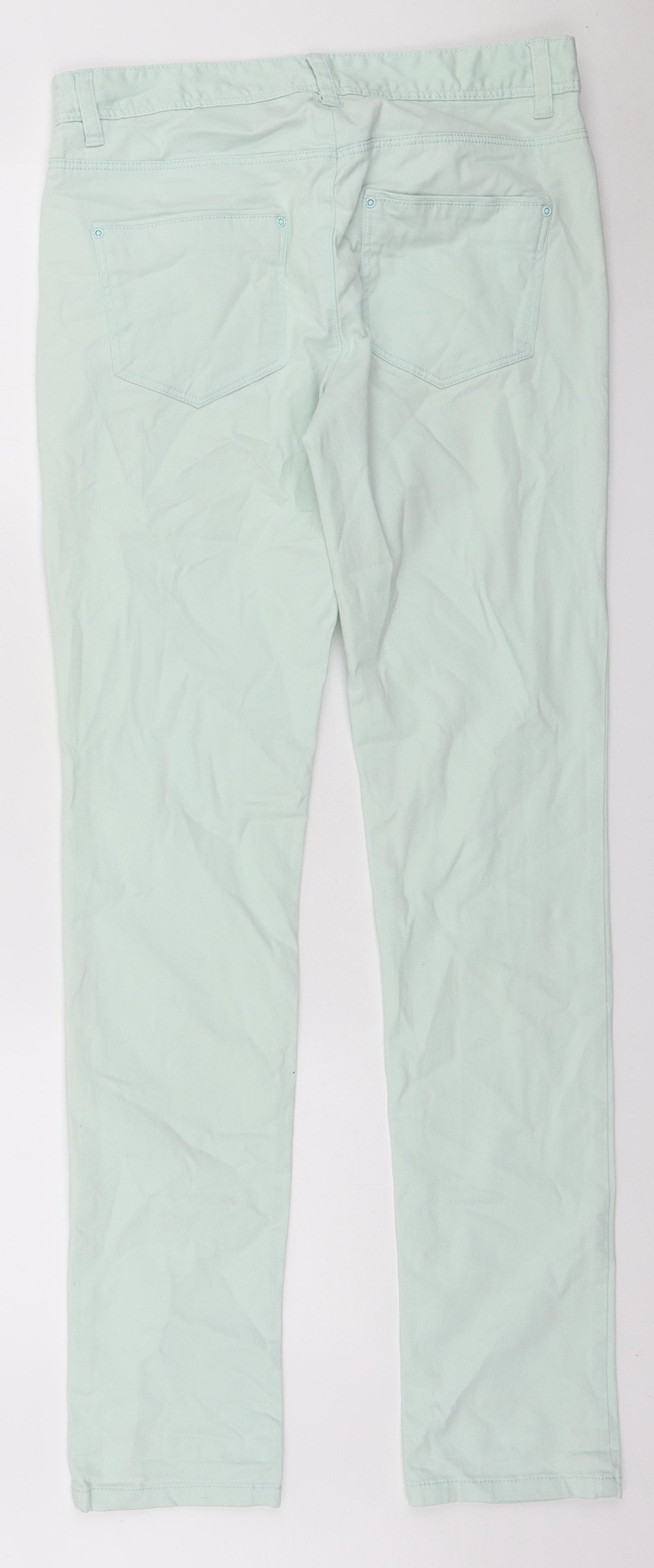 H&M Womens Green Cotton Skinny Jeans Size 8 L31 in Regular Zip