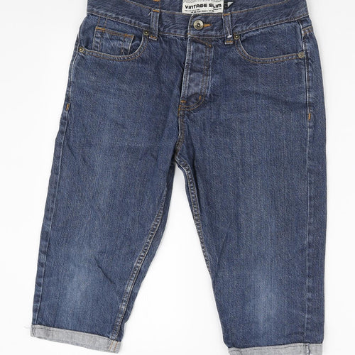 Topman Mens Blue Cotton Bermuda Shorts Size 30 in L15 in Regular Zip