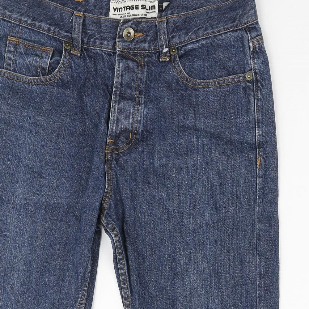 Topman Mens Blue Cotton Bermuda Shorts Size 30 in L15 in Regular Zip