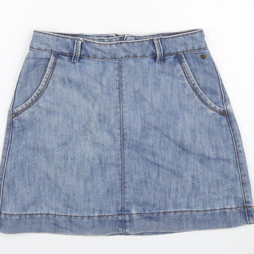 LFT Denim Womens Blue Cotton A-Line Skirt Size S Zip