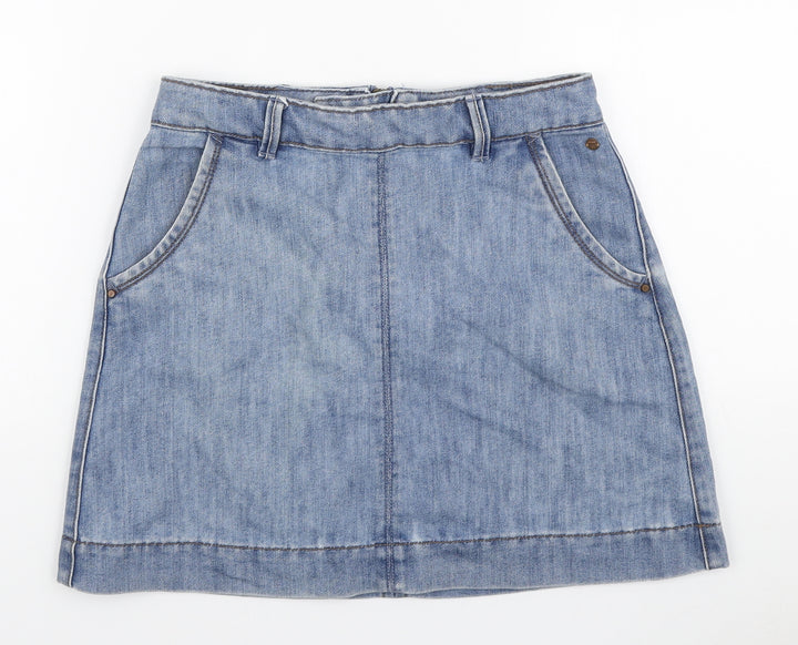 LFT Denim Womens Blue Cotton A-Line Skirt Size S Zip