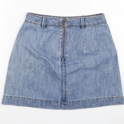 LFT Denim Womens Blue Cotton A-Line Skirt Size S Zip