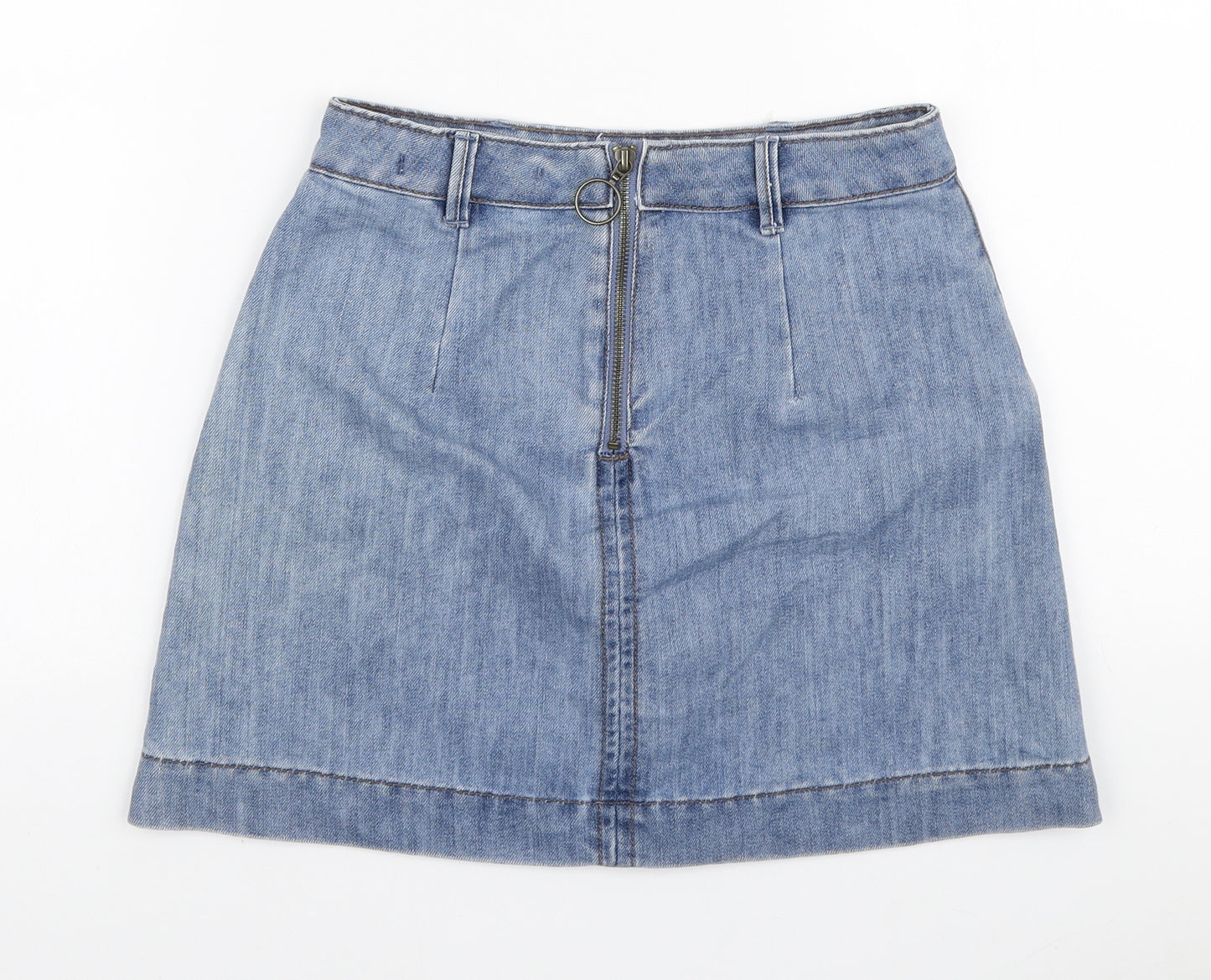 LFT Denim Womens Blue Cotton A-Line Skirt Size S Zip