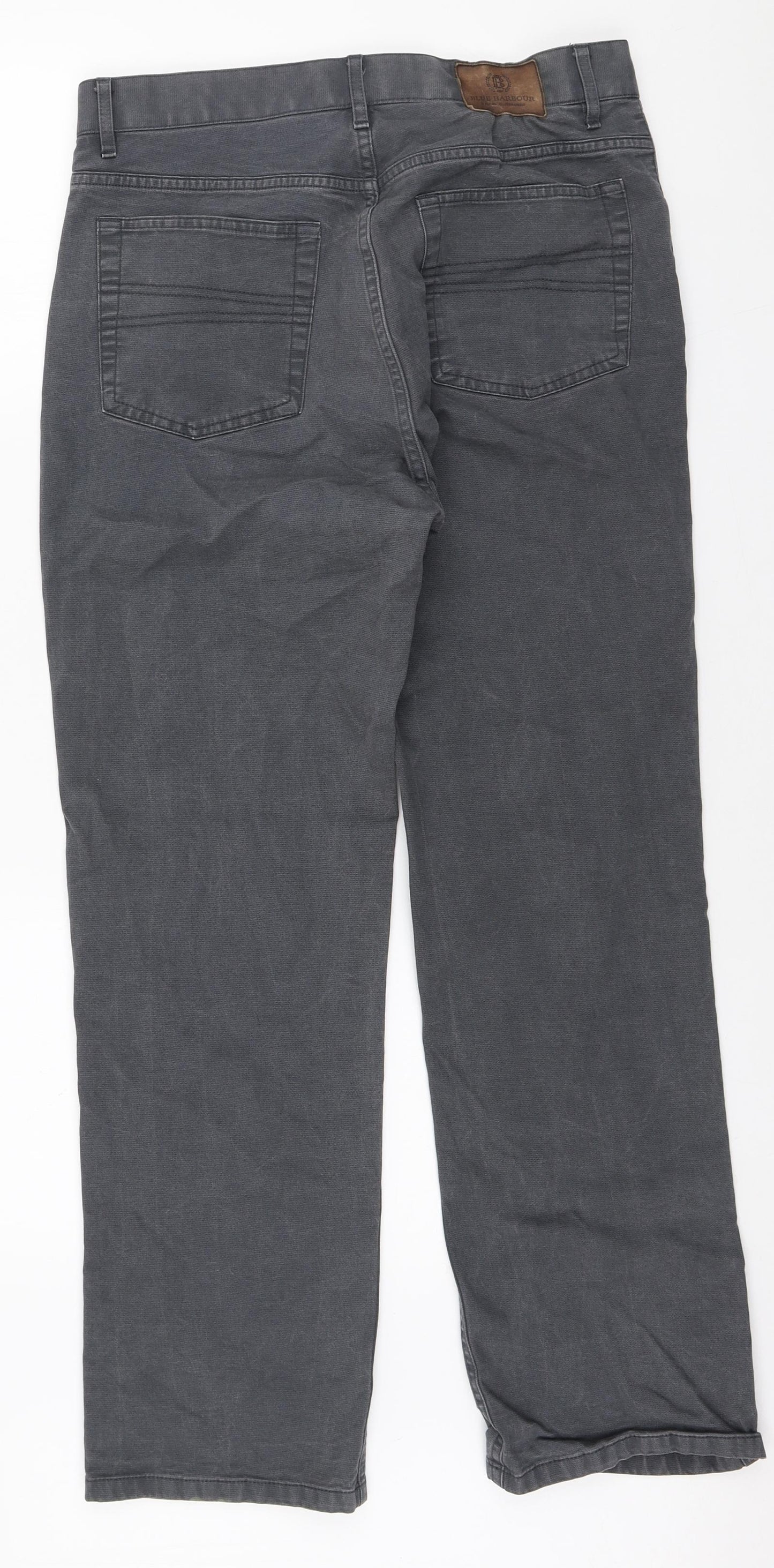Blue Harbour Mens Grey Cotton Straight Jeans Size 32 in L28 in Regular Zip