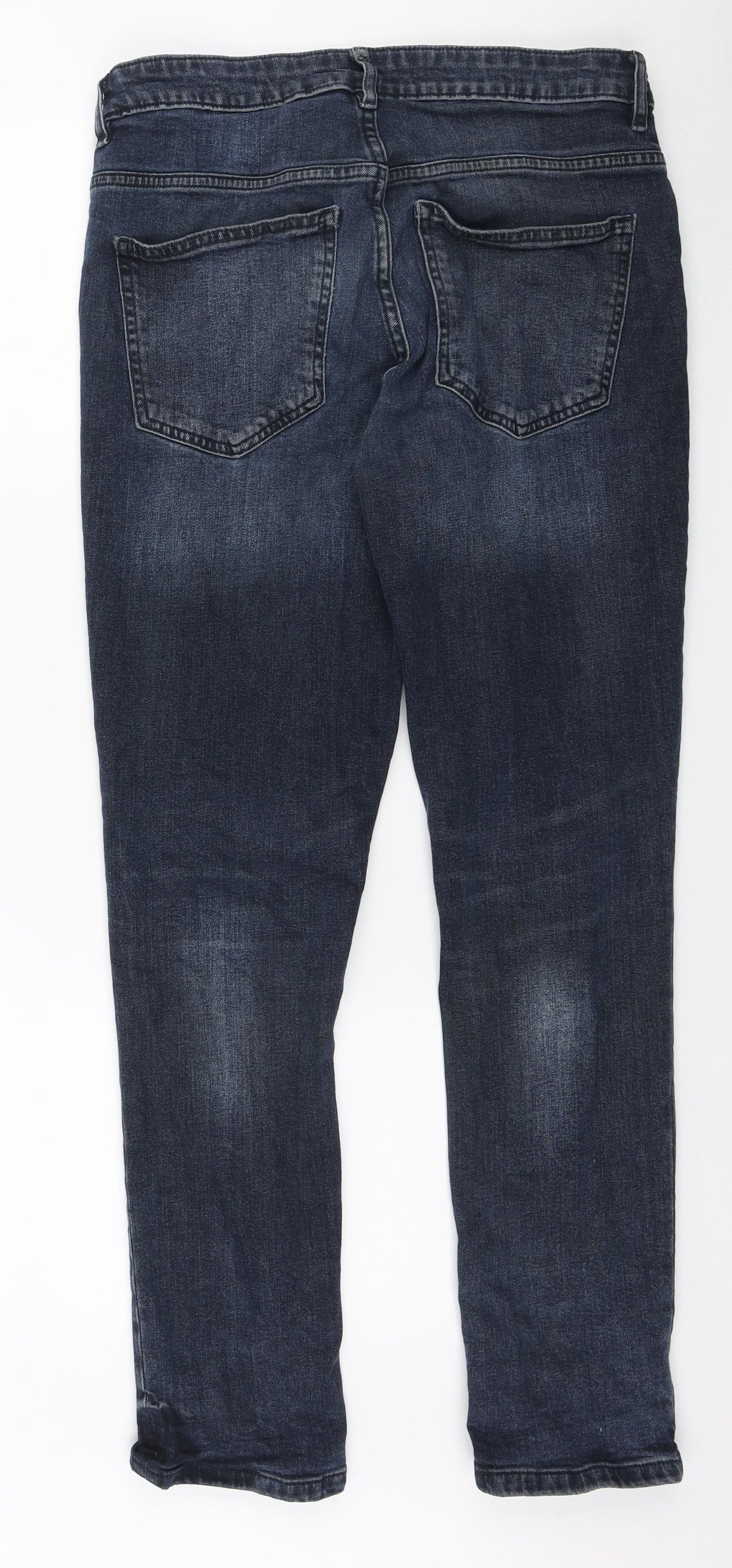 George Mens Blue Cotton Straight Jeans Size 32 in L30 in Regular Zip
