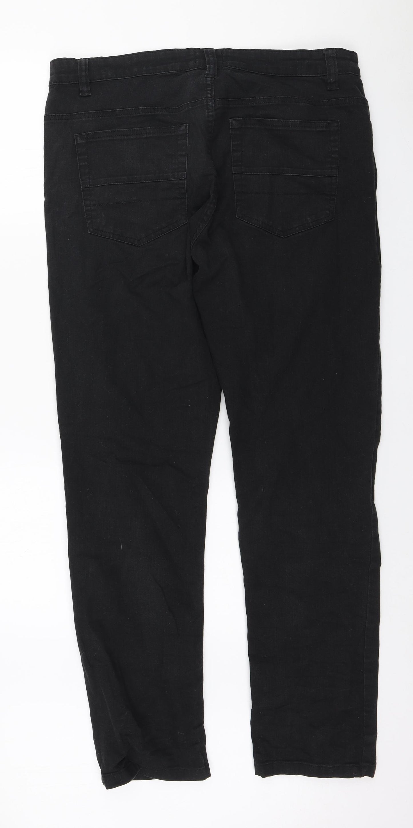Union Blues Mens Black Cotton Straight Jeans Size 38 in L30 in Regular Zip