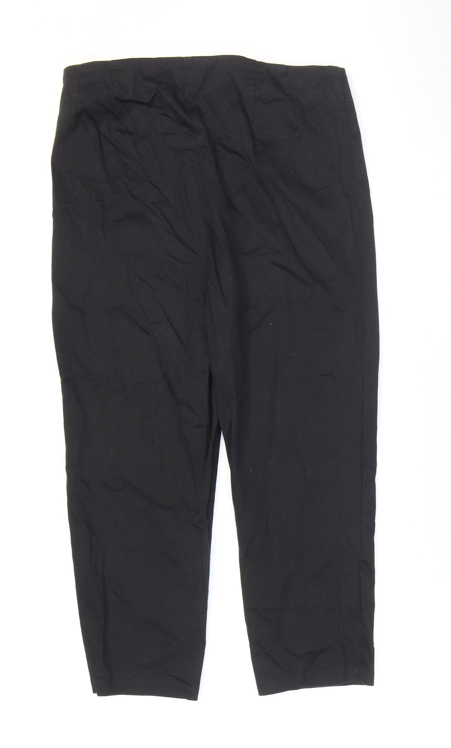 Marks and Spencer Womens Black Cotton Dress Pants Trousers Size 10 L21 in Regular Zip