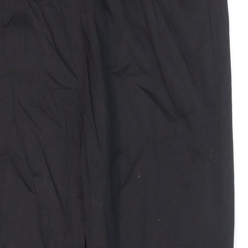 Marks and Spencer Womens Black Cotton Dress Pants Trousers Size 10 L21 in Regular Zip