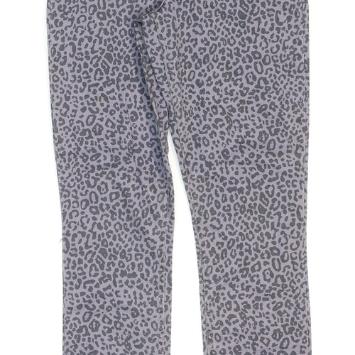 George Girls Purple Animal Print Cotton Skinny Jeans Size 13-14 Years Regular Zip