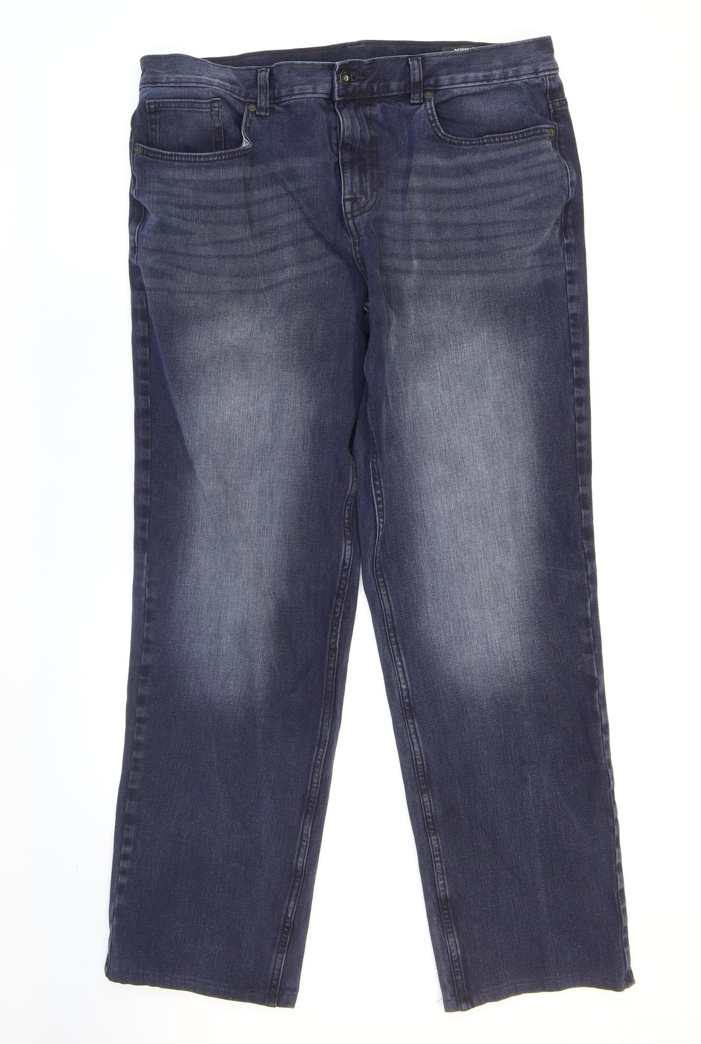 TU Mens Blue Cotton Straight Jeans Size 36 in L29 in Regular Zip