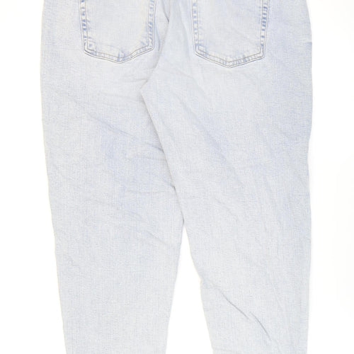 Marks and Spencer Womens Blue Cotton Mom Jeans Size 14 L27 in Regular Zip
