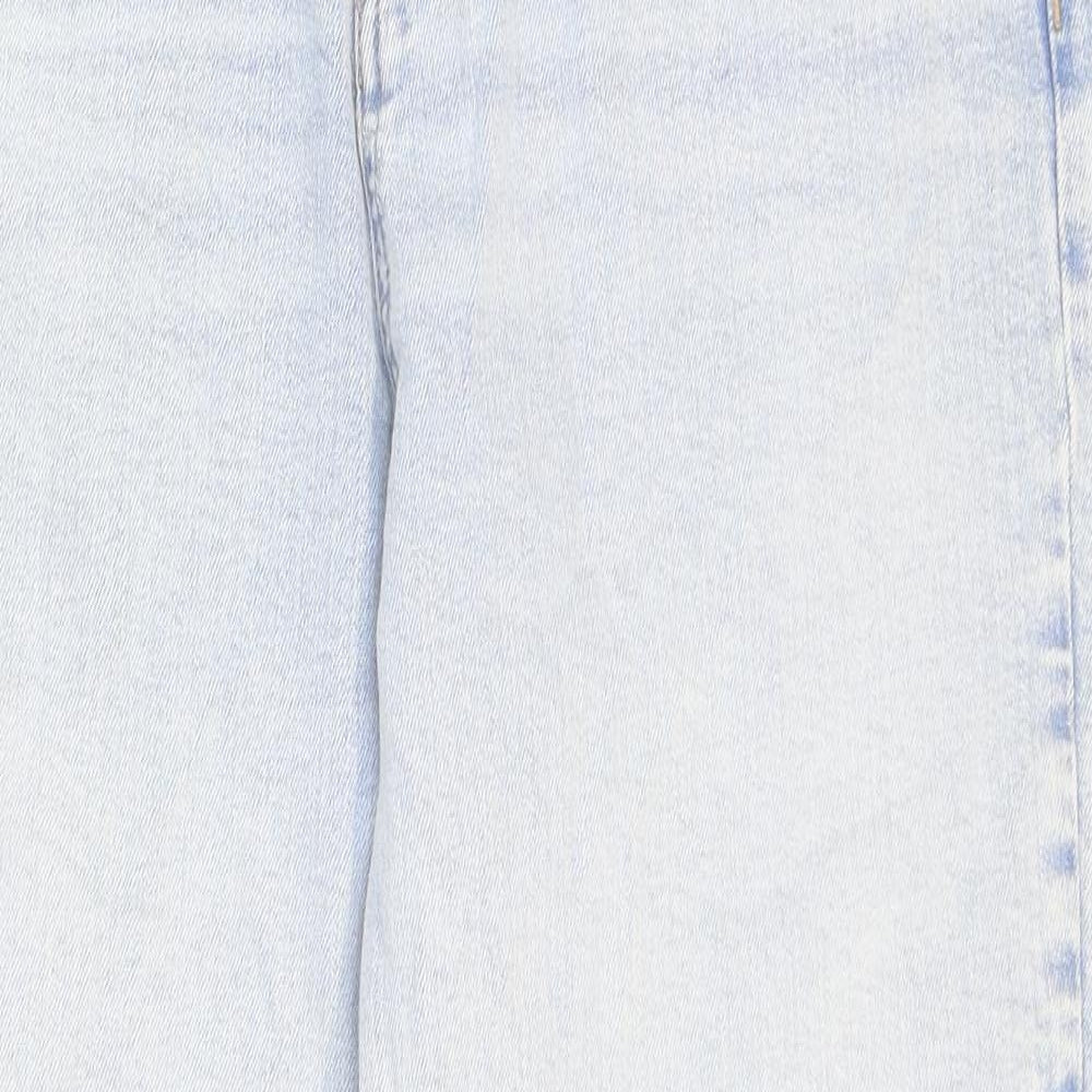 Marks and Spencer Womens Blue Cotton Mom Jeans Size 14 L27 in Regular Zip