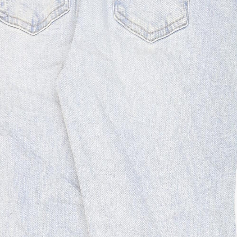Marks and Spencer Womens Blue Cotton Mom Jeans Size 14 L27 in Regular Zip