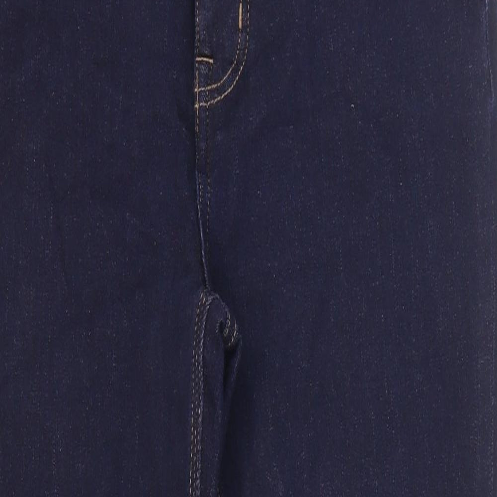 Marks and Spencer Womens Blue Cotton Straight Jeans Size 18 L26 in Regular Zip