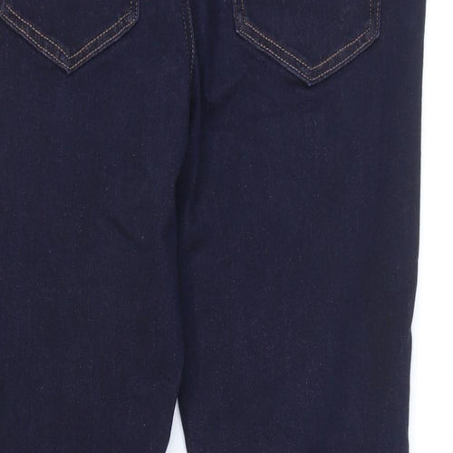 Marks and Spencer Womens Blue Cotton Straight Jeans Size 18 L26 in Regular Zip