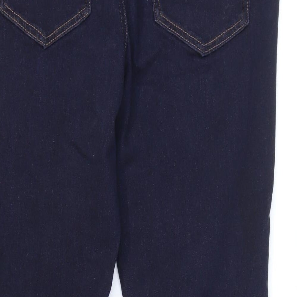 Marks and Spencer Womens Blue Cotton Straight Jeans Size 18 L26 in Regular Zip