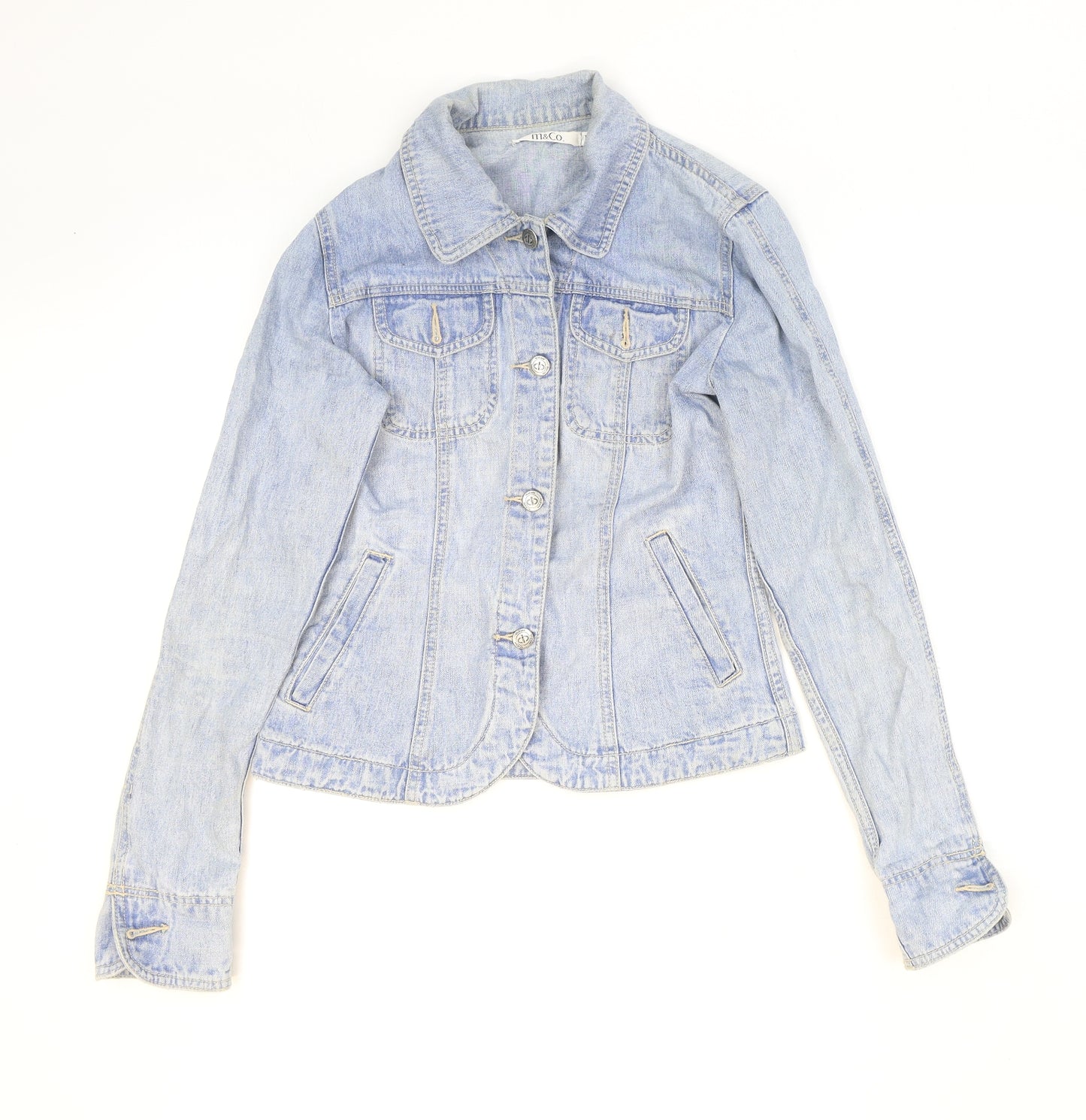 M&Co Womens Blue Jacket Size 10 Button