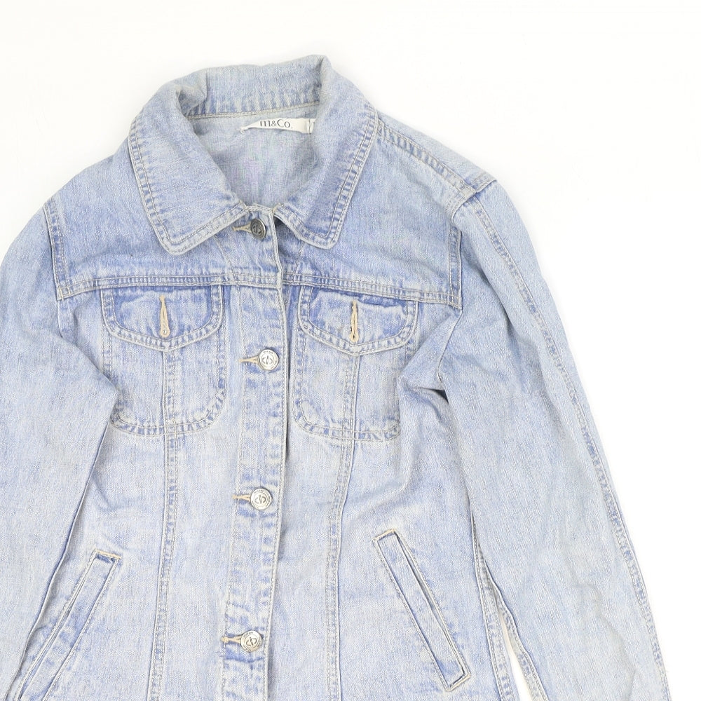 M&Co Womens Blue Jacket Size 10 Button