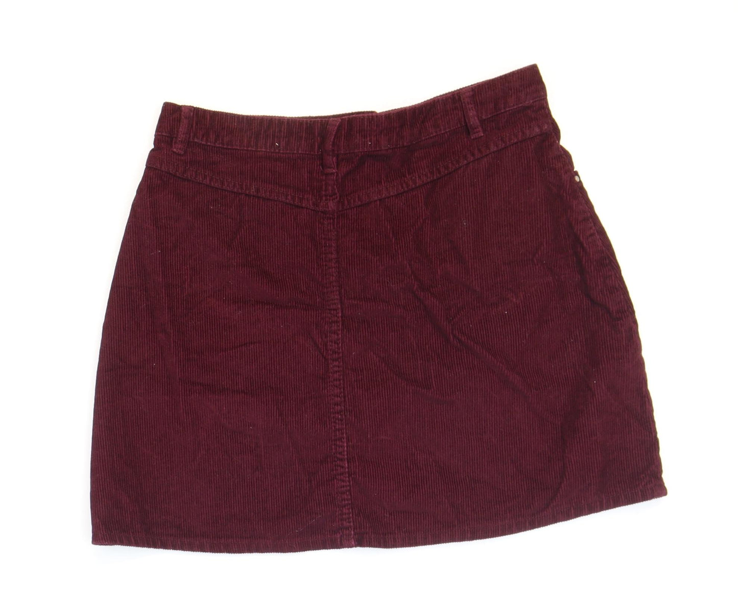 Primark Womens Red Cotton Mini Skirt Size 10 Zip