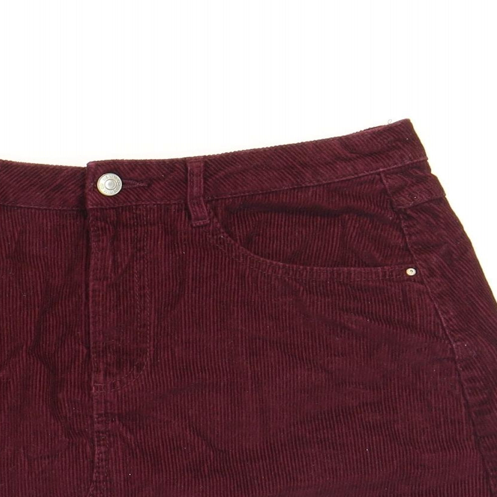 Primark Womens Red Cotton Mini Skirt Size 10 Zip