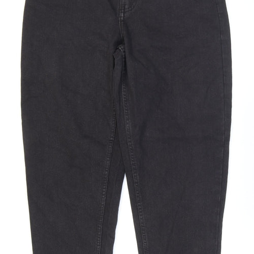 Primark Womens Black Cotton Mom Jeans Size 12 L28 in Regular Zip