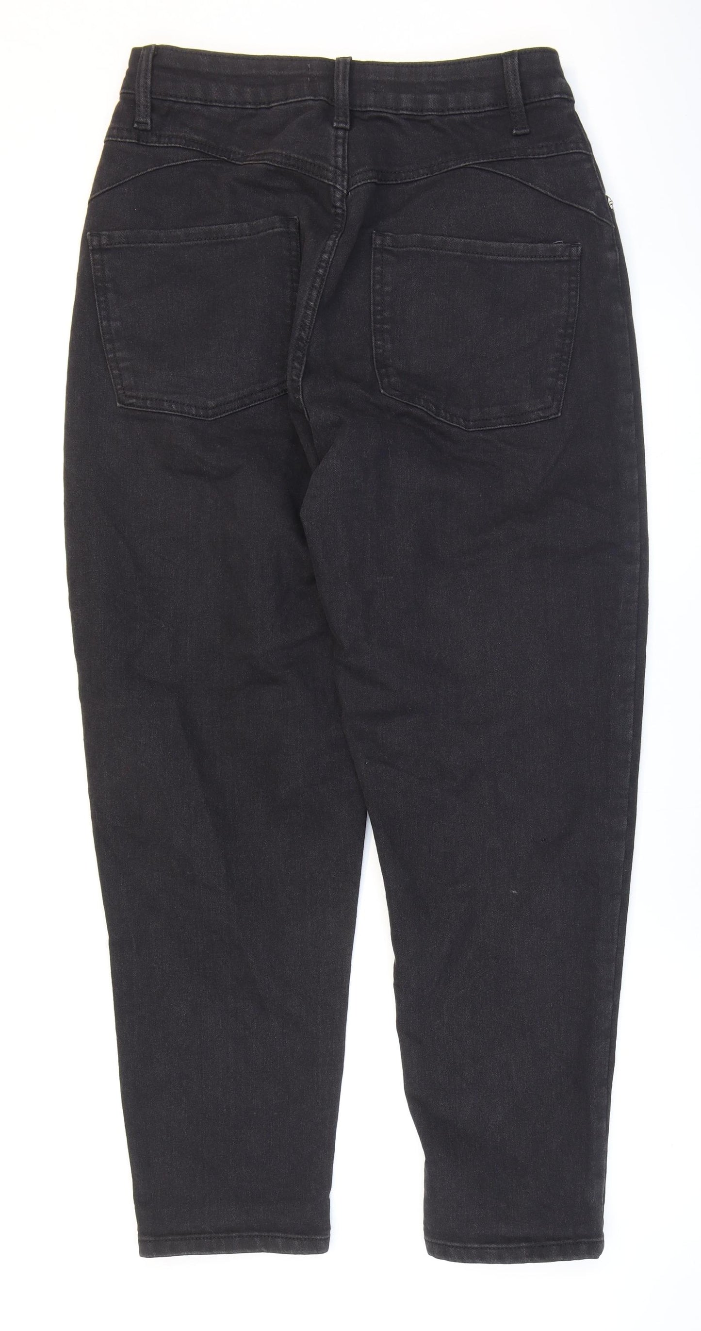 Primark Womens Black Cotton Mom Jeans Size 12 L28 in Regular Zip