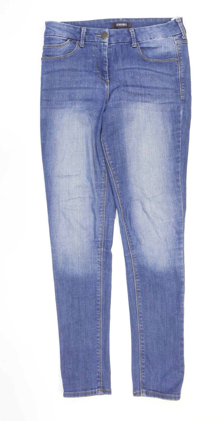 Marks and Spencer Womens Blue Cotton Skinny Jeans Size 12 L29 in Regular Zip