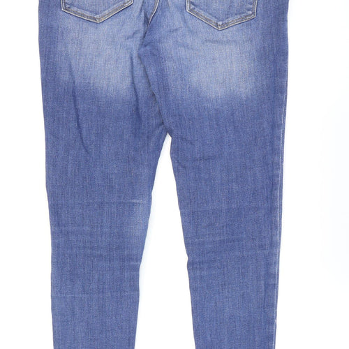 Marks and Spencer Womens Blue Cotton Skinny Jeans Size 12 L29 in Regular Zip