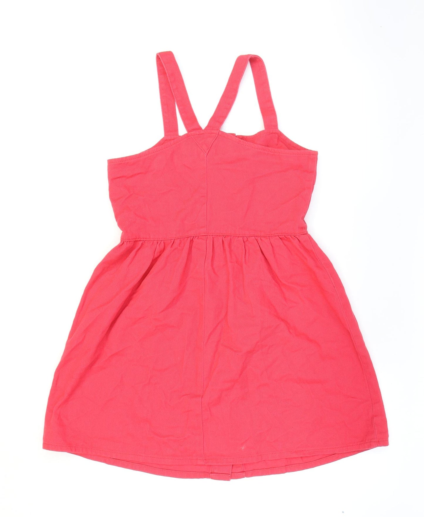 George Girls Pink Cotton Pinafore/Dungaree Dress Size 10-11 Years Sweetheart Button
