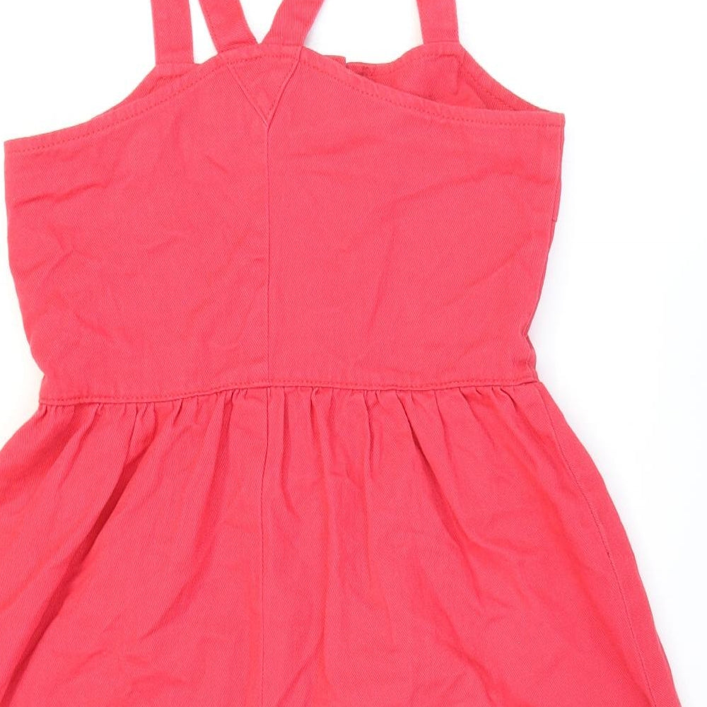 George Girls Pink Cotton Pinafore/Dungaree Dress Size 10-11 Years Sweetheart Button