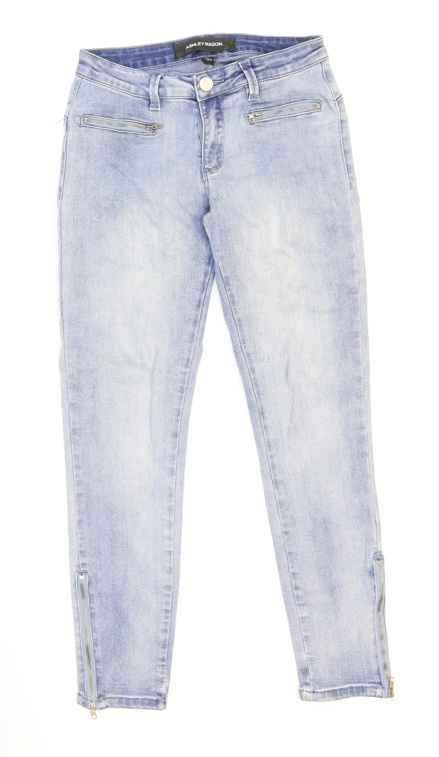 Ashley Mason Womens Blue Cotton Skinny Jeans Size 4 L26 in Regular Zip