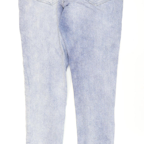 H&M Womens Blue Cotton Skinny Jeans Size 12 L30 in Regular Zip