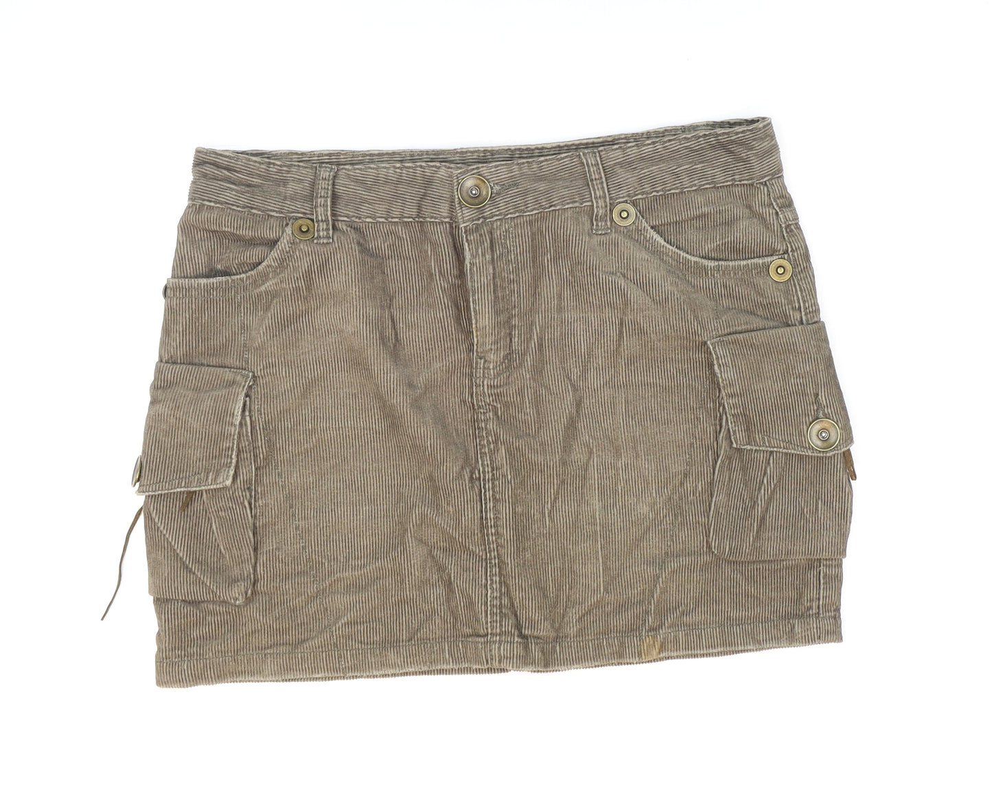 Papaya Womens Green Cotton Mini Skirt Size 12 Zip