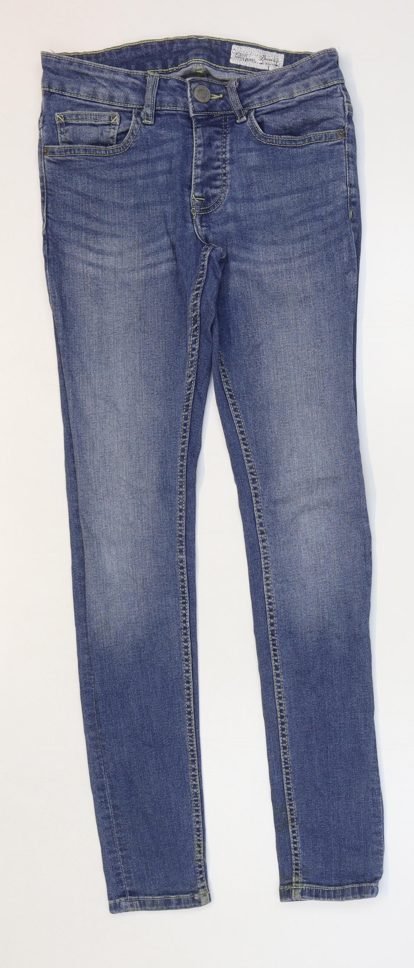 Primark Mens Blue Cotton Skinny Jeans Size 32 in L28 in Regular Zip