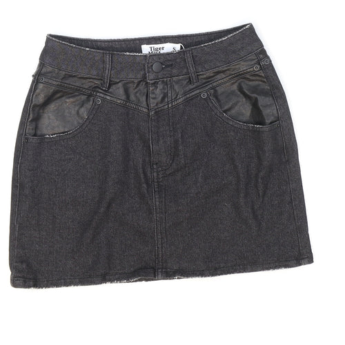 Tiger Mist Womens Black Cotton Mini Skirt Size S Zip - Pleather