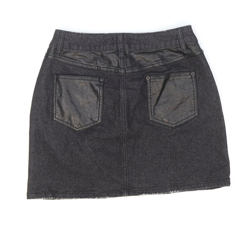 Tiger Mist Womens Black Cotton Mini Skirt Size S Zip - Pleather