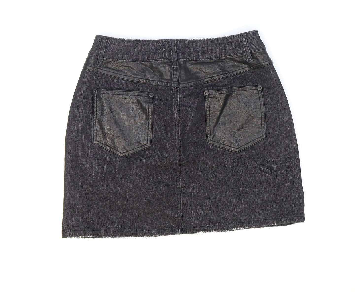 Tiger Mist Womens Black Cotton Mini Skirt Size S Zip - Pleather